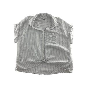NWOT Women's Planet God Blue and White Striped Button-Down Shirt